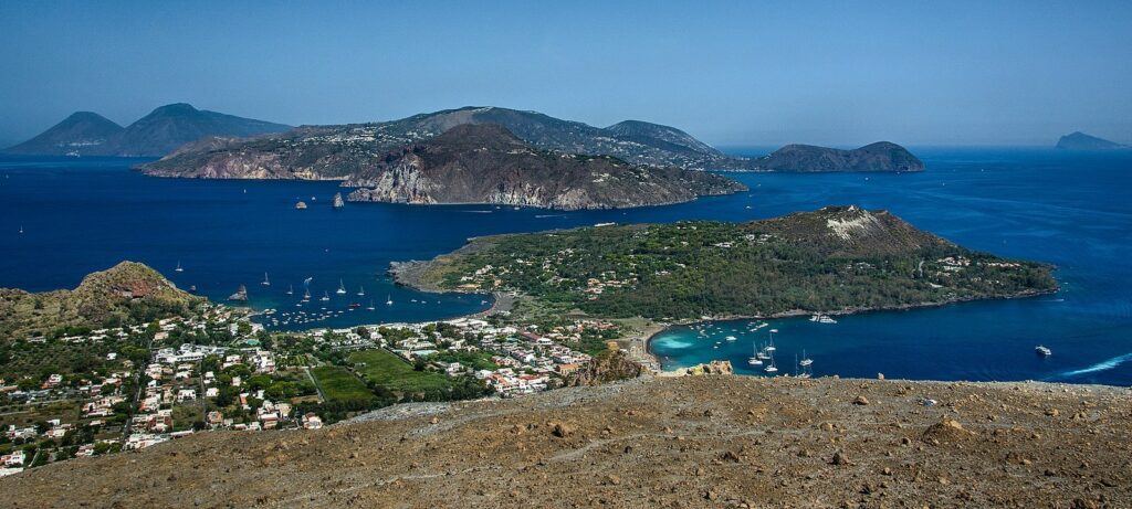 Aeolian Islands private sailing — Lipari and Vulcano panorama