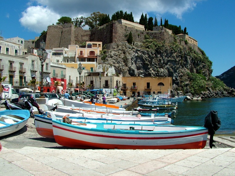 Aeolian Islands private sailing — Lipari — the castle above Marina Corta