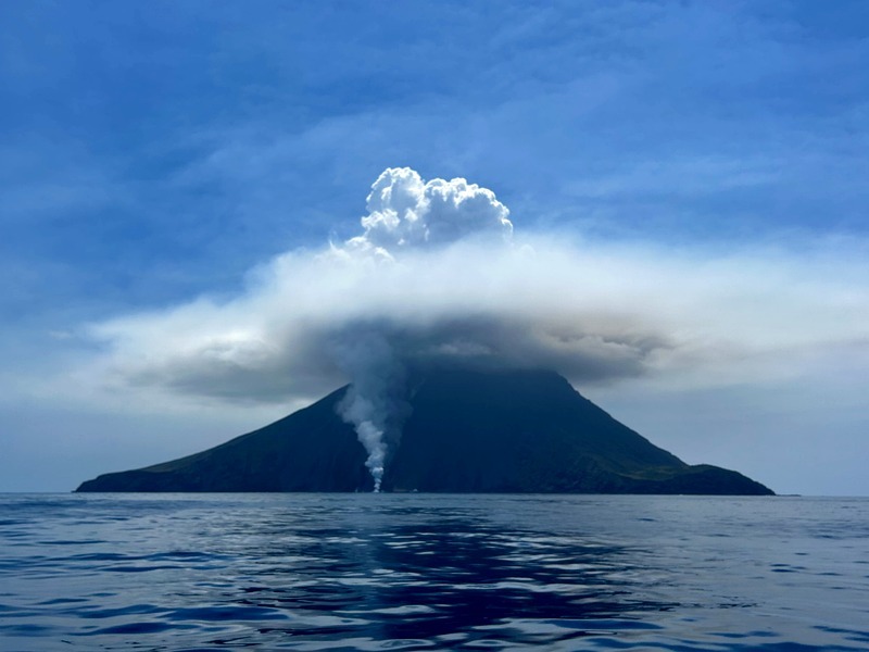 Aeolian Islands private sailing — Stromboli — eruption at dusk