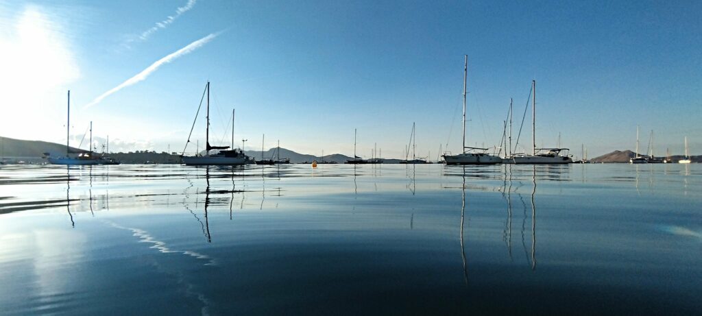 A glassy sea, early in the morning